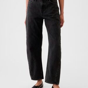 GAP Women's barrel Jeans high rise in Washed Black Sz 28 R nwt